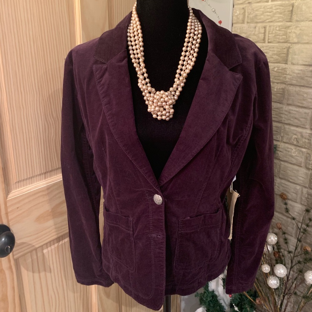 🔵 NWT Freestyle Revolution Plum Velvet Jacket LG